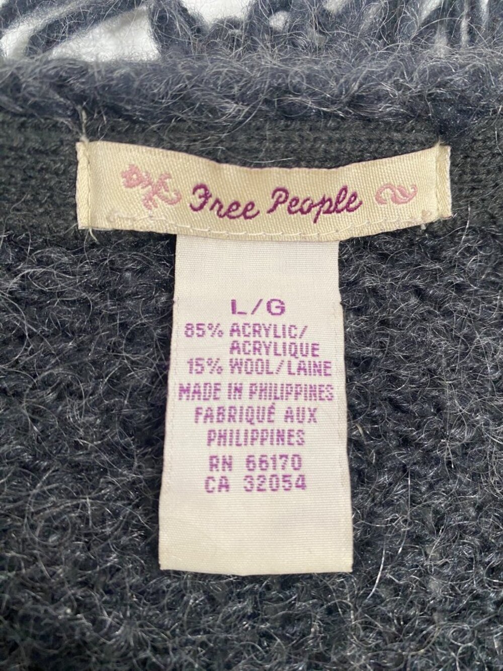 Free People vintage Y2K Fringe Open Cardigan Sweater L Wool Blend Boho Embroider - Picture 6 of 10